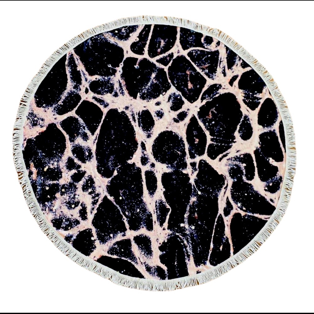 60” Round Beach Towel Black and Pink